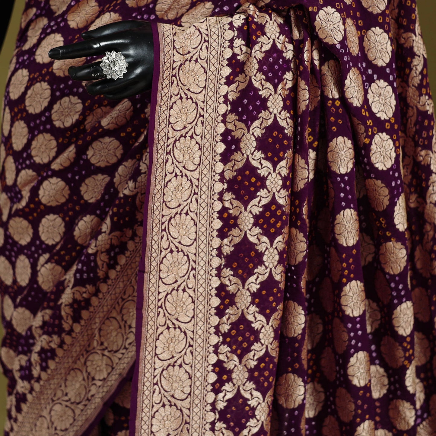 Purple - tie-dye georgette banarasi neem zari jaal kutch