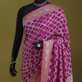 Purple - tie-dye georgette banarasi neem zari jaal kutch