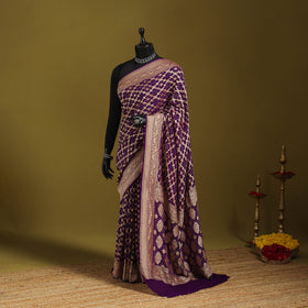 Purple - tie-dye georgette banarasi neem zari jaal kutch