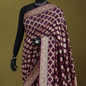 Purple - tie-dye georgette banarasi neem zari jaal kutch
