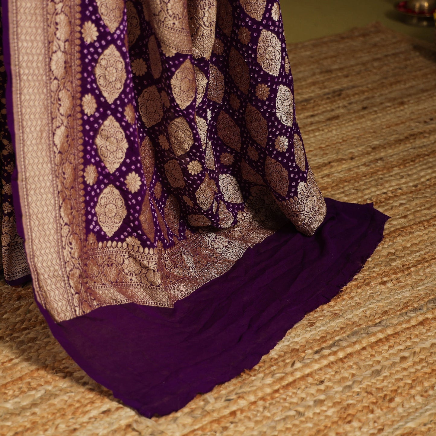 Purple - tie-dye georgette banarasi neem zari jaal kutch