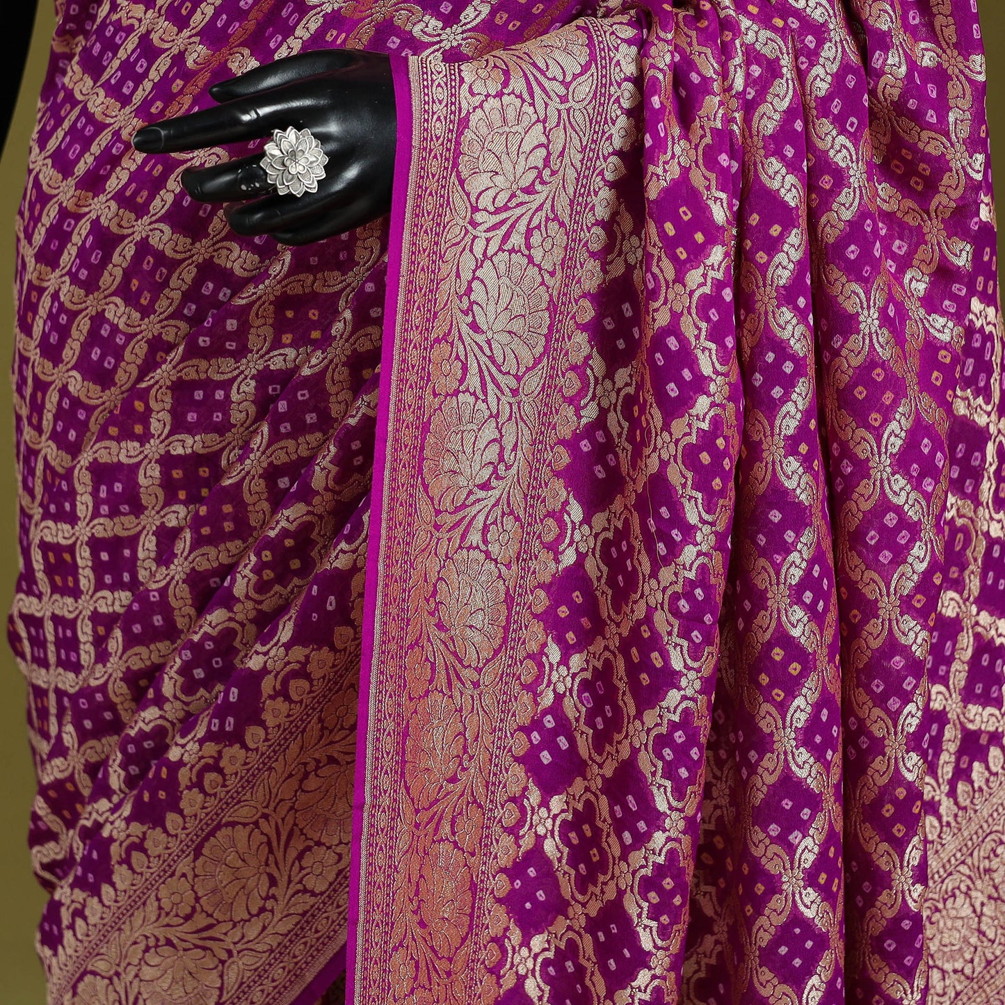 Purple - tie-dye georgette banarasi neem zari jaal kutch