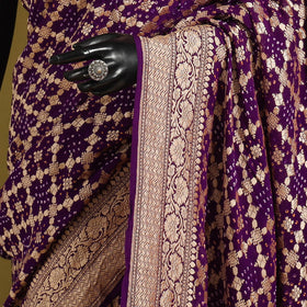 Purple - tie-dye georgette banarasi neem zari jaal kutch