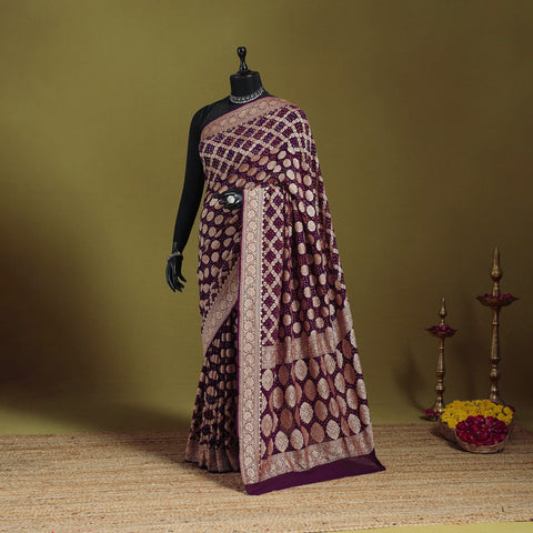 Purple - tie-dye georgette banarasi neem zari jaal kutch
