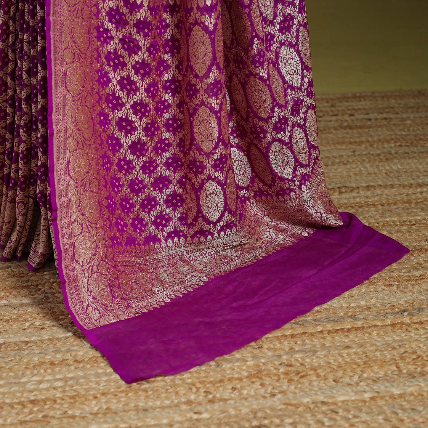 Purple - tie-dye georgette banarasi neem zari jaal kutch
