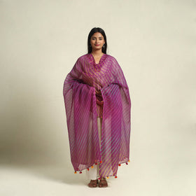 Buy Tie & Dye Purple Kota Doria Cotton Leheriya Dupatta