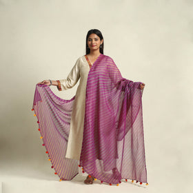 Buy Tie & Dye Purple Kota Doria Cotton Leheriya Dupatta
