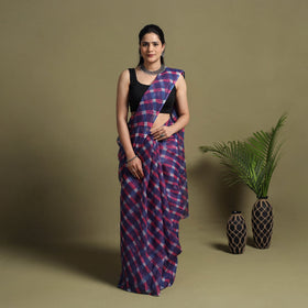 Buy Purple Tie-Dye Kota Doria Cotton Leheriya Saree