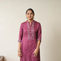 Purple Tie & dye Modal Silk Straight Bandhani Kurta for Women