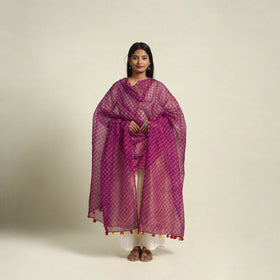 Buy Tie & Dye Purple Mothra Kota Doria Cotton Leheriya Dupatta