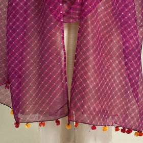Buy Tie & Dye Purple Mothra Kota Doria Cotton Leheriya Dupatta