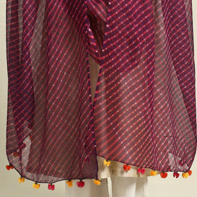 Purple Tie & Dye Mothra Kota Doria Cotton Leheriya Dupatta