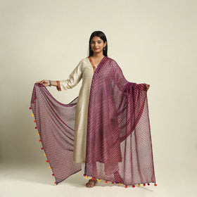 Buy Purple Tie & Dye Mothra Kota Doria Cotton Leheriya Dupatta