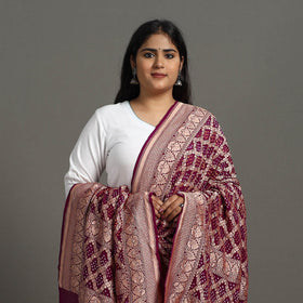 Tie-Dye Neem Zari Jaal Georgette Banarasi Bandhani Dupatta