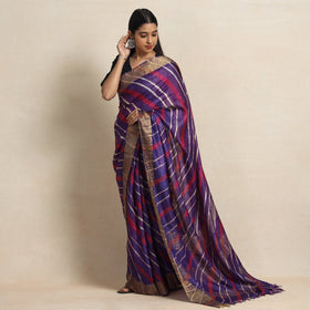 Buy Leheriya Tie-Dye Tussar Silk Handloom Saree Online l iTokri.com