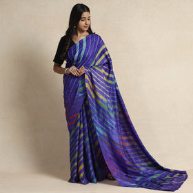 Purple Leheriya Tie-Dye Tussar Silk Handloom Saree Online