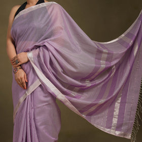 Purple - traditional handloom zari work silk maheshwari