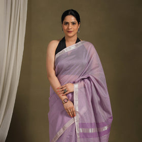 Purple - traditional handloom zari work silk maheshwari