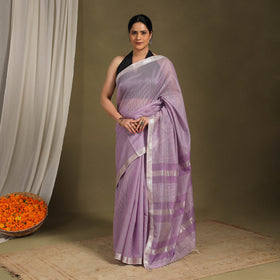 Purple - traditional handloom zari work silk maheshwari