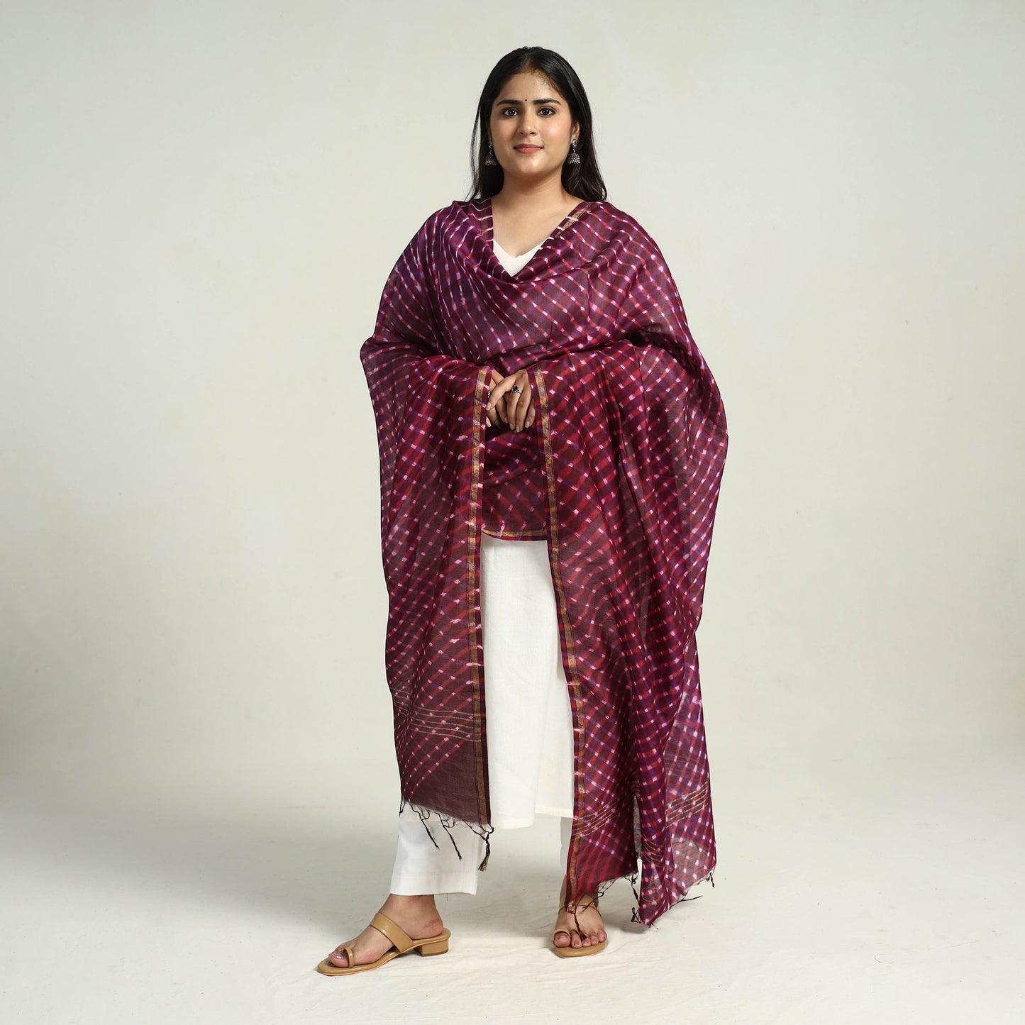 Traditional Tie & Dye Chanderi Silk Leheriya Dupatta