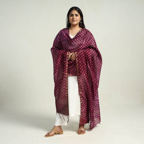 Traditional Tie & Dye Chanderi Silk Leheriya Dupatta