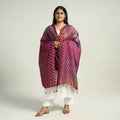 Purple Traditional Tie & Dye Tussar Silk Leheriya Dupatta