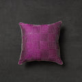 Purple - tussar silk bengal kantha work cushion cover 14