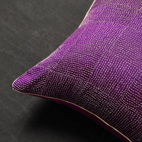 Purple - tussar silk bengal kantha work cushion cover 29