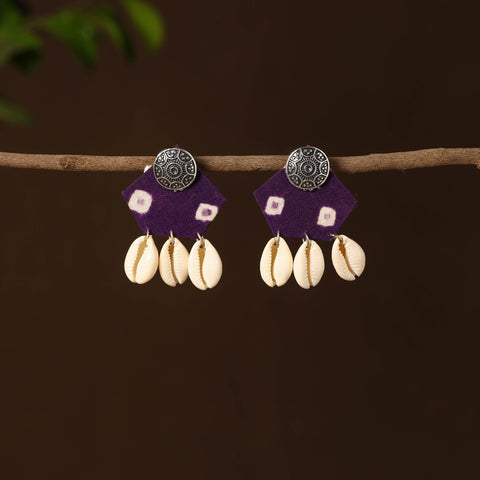 Purple - umarah fabart shell work earrings - handcrafted