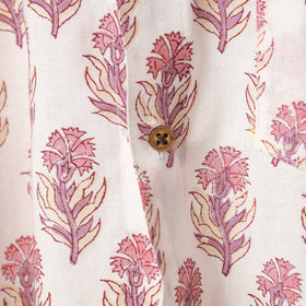 Purple - white - sanganeri block printed cotton men half