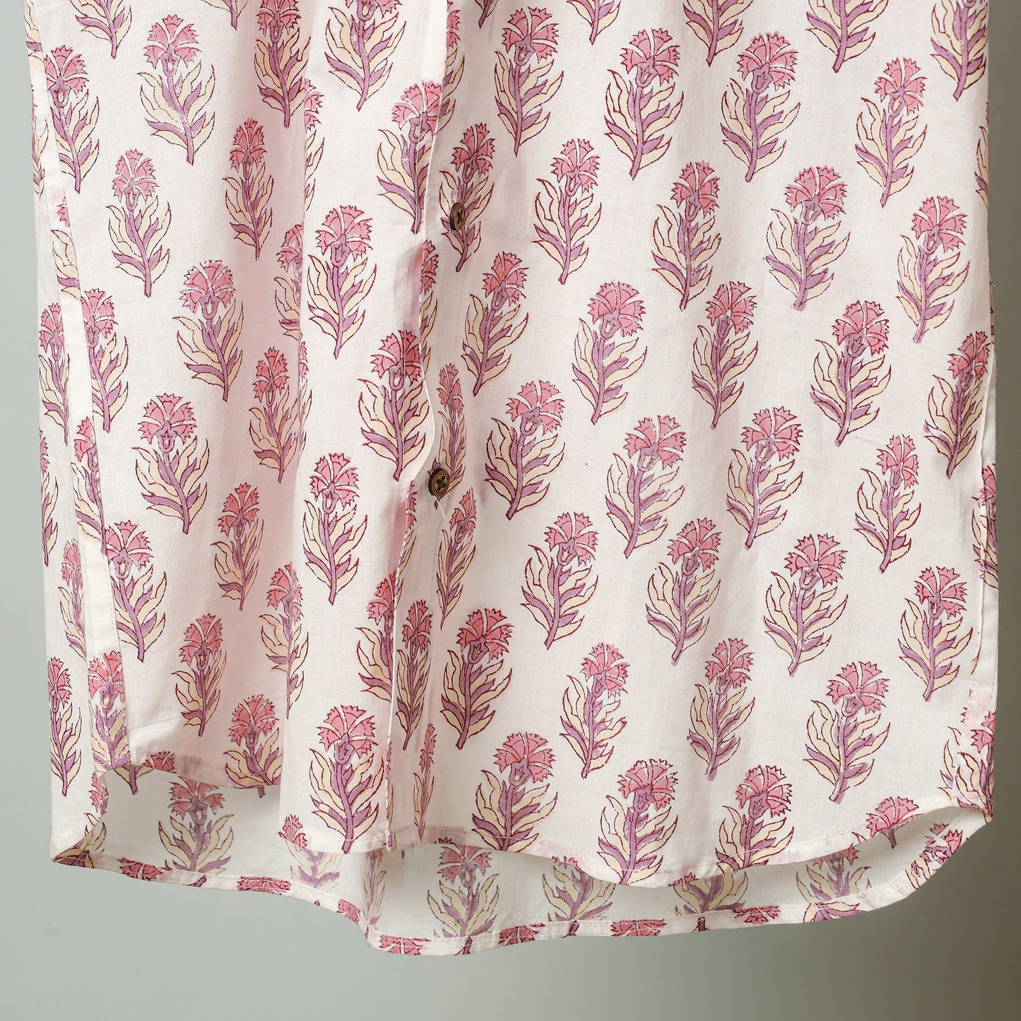 Purple - white - sanganeri block printed cotton men half