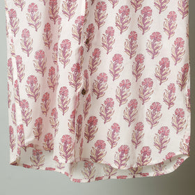 Purple - white - sanganeri block printed cotton men half