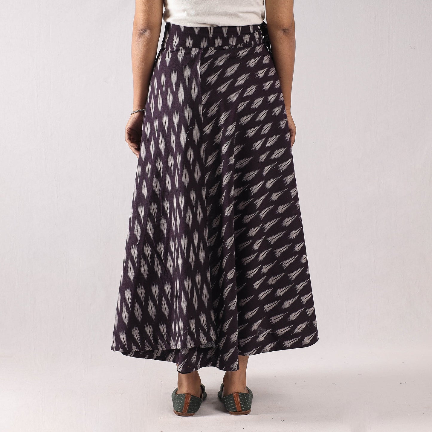 Purple Wrap Around Cotton Pochampally Ikat Skirt