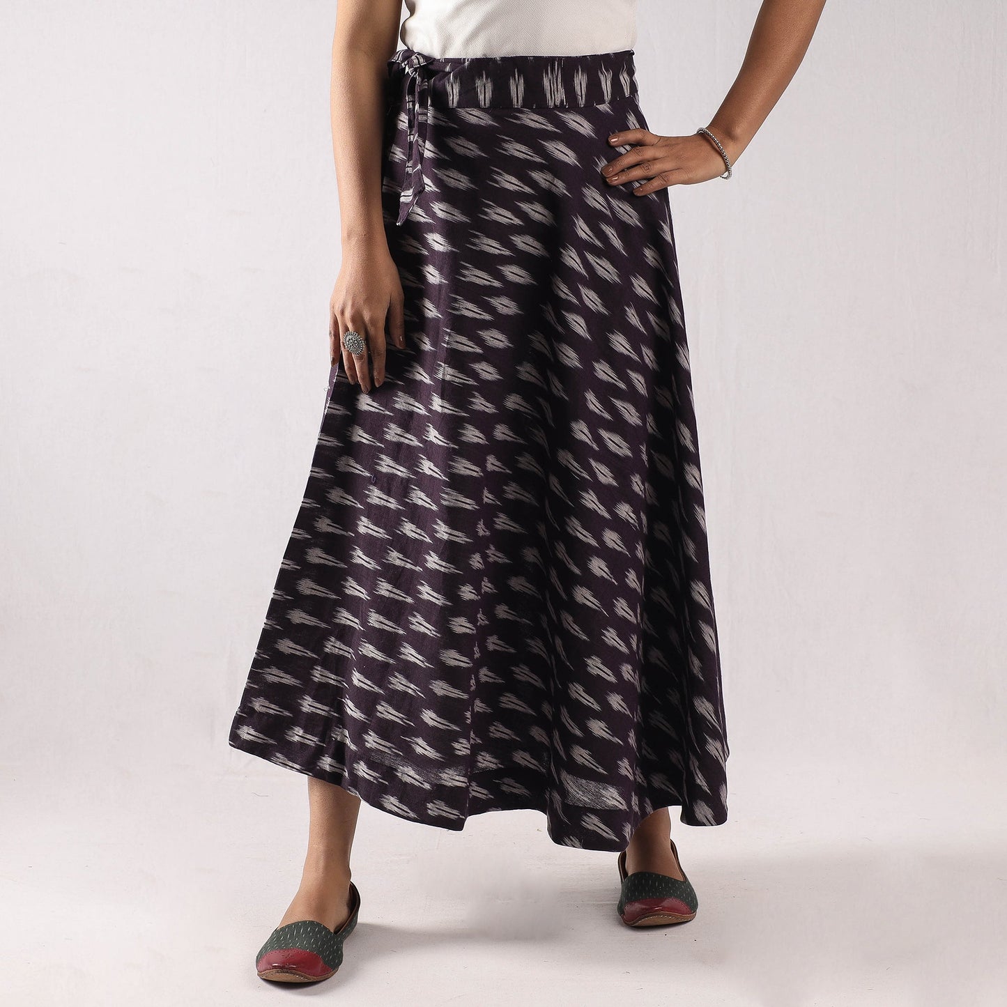 Purple Wrap Around Cotton Pochampally Ikat Skirt