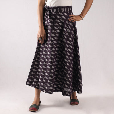 Purple Wrap Around Cotton Pochampally Ikat Skirt