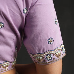 Buy Purple Zardozi Hand Embroidery Cotton Blouse Online
