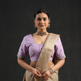 Buy Purple Zardozi Hand Embroidery Cotton Blouse Online