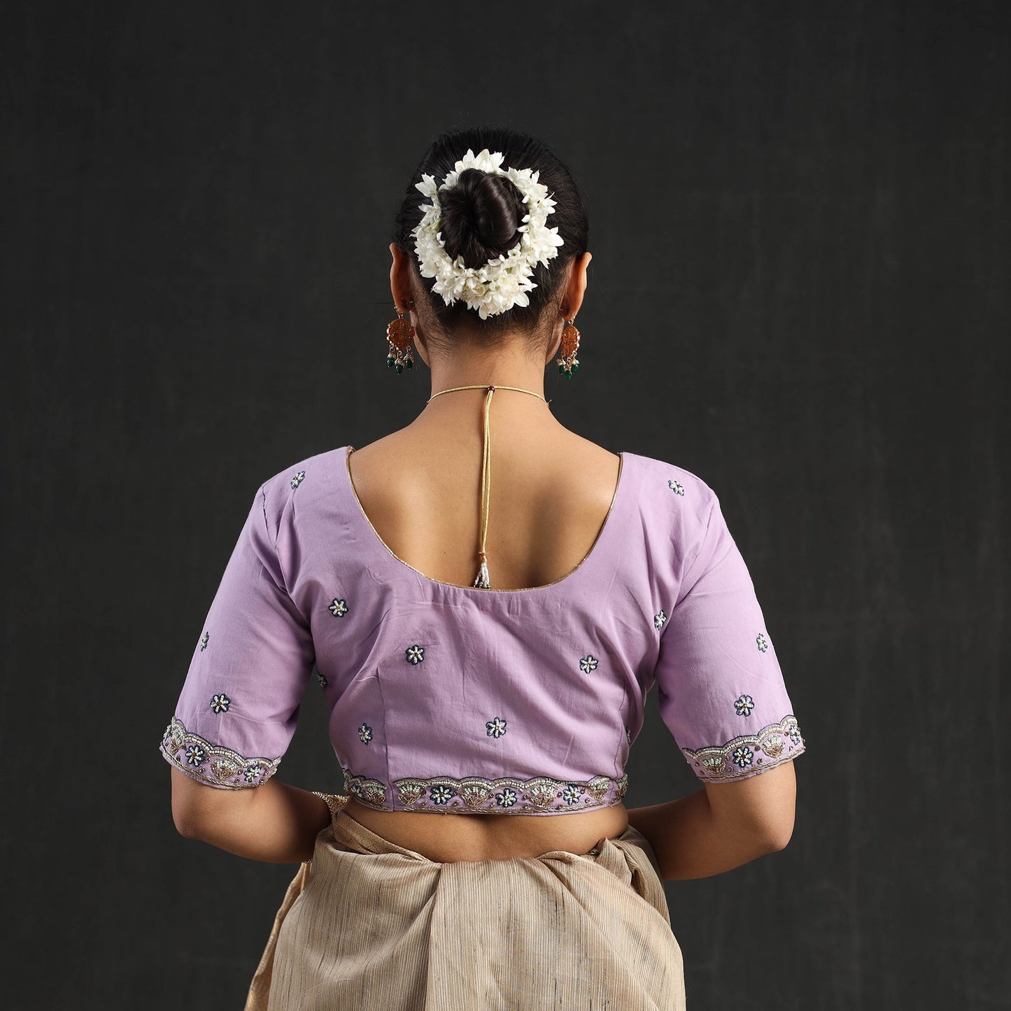 Buy Purple Zardozi Hand Embroidery Cotton Blouse Online