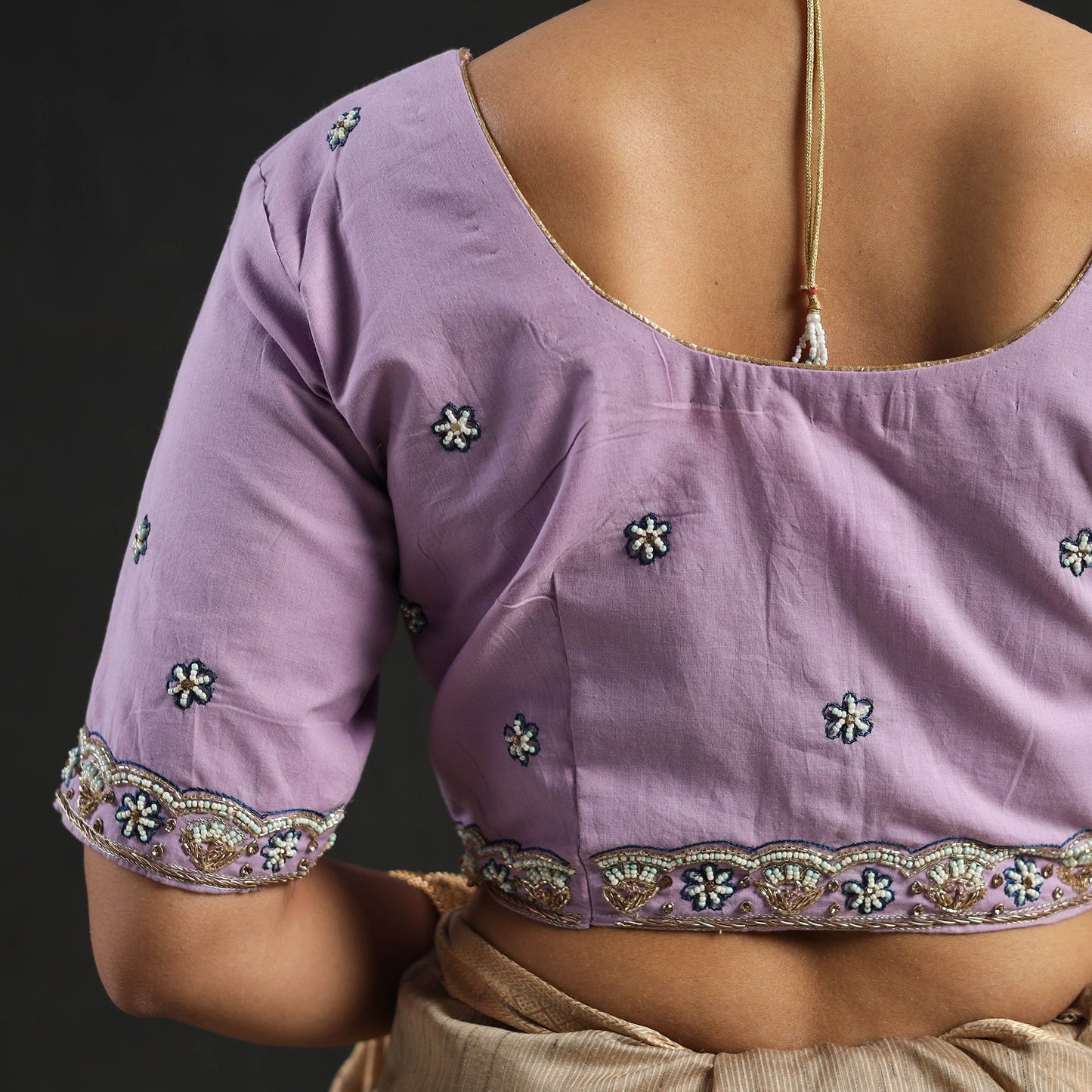 Buy Purple Zardozi Hand Embroidery Cotton Blouse Online