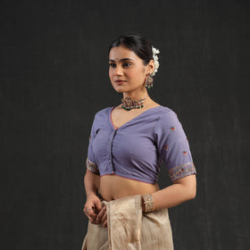 Purple - zardozi hand embroidery cotton blouse 13