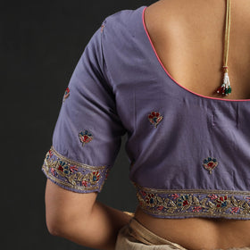 Purple - zardozi hand embroidery cotton blouse 13