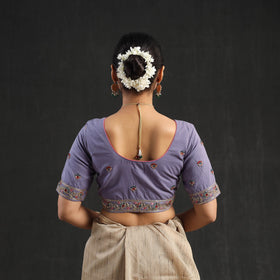 Purple - zardozi hand embroidery cotton blouse 13