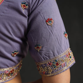 Purple - zardozi hand embroidery cotton blouse 13