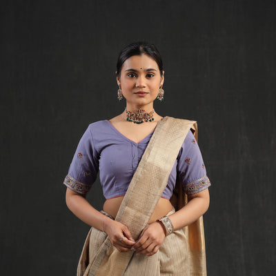 Purple - zardozi hand embroidery cotton blouse 13