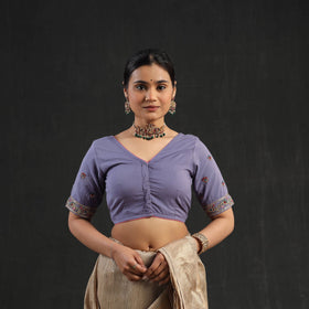 Purple - zardozi hand embroidery cotton blouse 13