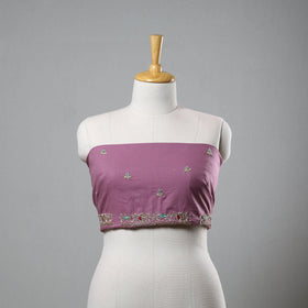 Purple Zardozi Hand Embroidery Cotton Plain Blouse Piece