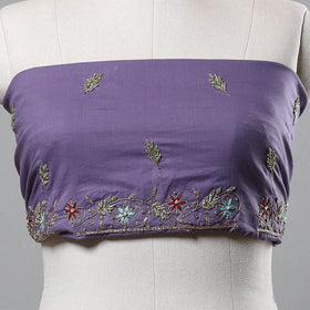 Purple - zardozi hand embroidery cotton plain blouse piece