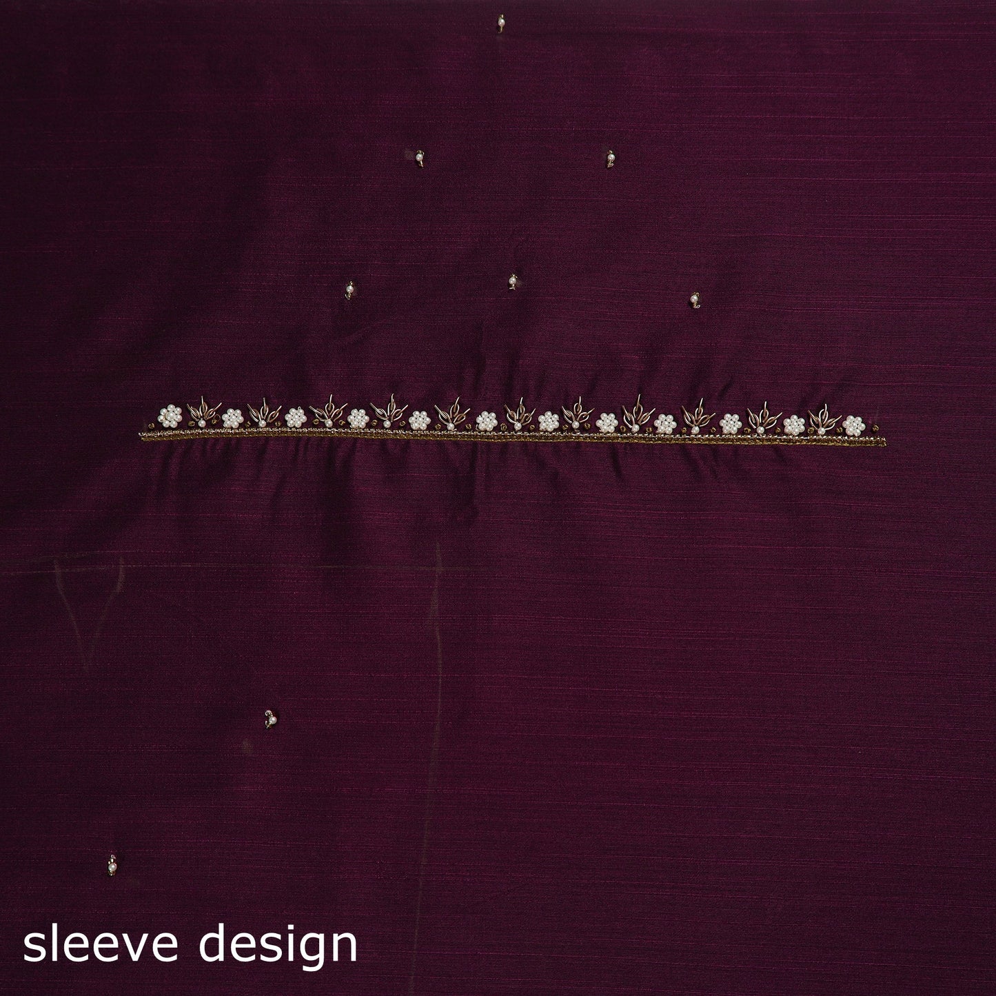 Purple - zardozi hand embroidery slub silk plain blouse