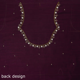 Purple - zardozi hand embroidery slub silk plain blouse