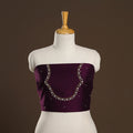 Purple - zardozi hand embroidery slub silk plain blouse